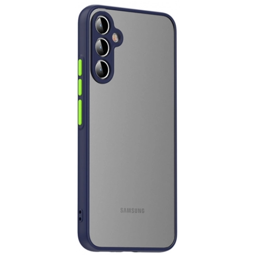 Samsung Galaxy A54 Kılıf Kamera Korumalı Arkası Şeffaf Mat Silikon Kapak - Lacivert