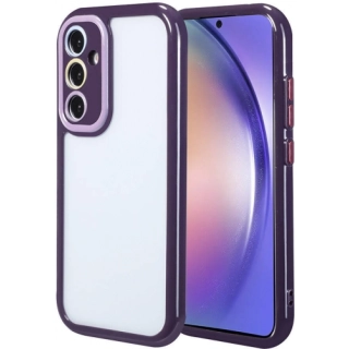Samsung Galaxy A54 Kılıf Kamera Korumalı Renkli Kenar ve Çerçeve Tasarımlı Vitamin Kapak - Koyu Mor