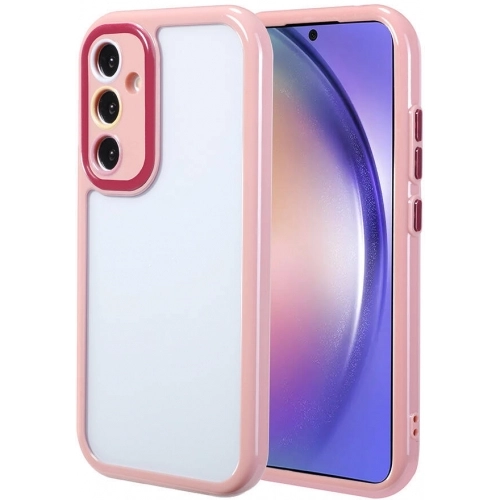 Samsung Galaxy A54 Kılıf Kamera Korumalı Renkli Kenar ve Çerçeve Tasarımlı Vitamin Kapak - Koyu Mor