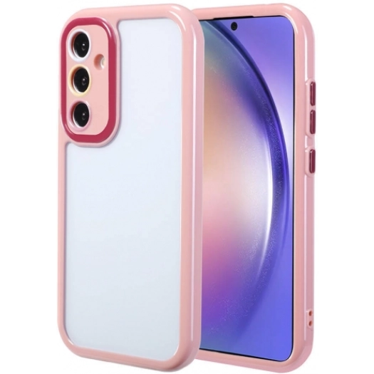 Samsung Galaxy A54 Kılıf Kamera Korumalı Renkli Kenar ve Çerçeve Tasarımlı Vitamin Kapak - Mürdüm