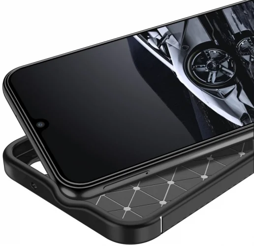 Samsung Galaxy A54 Kılıf Karbon Serisi Mat Fiber Silikon Negro Kapak - Siyah