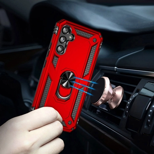 Samsung Galaxy A54 Kılıf Silikon Zırhlı Standlı Yüzüklü Mıknatıslı Tank Kapak - Siyah