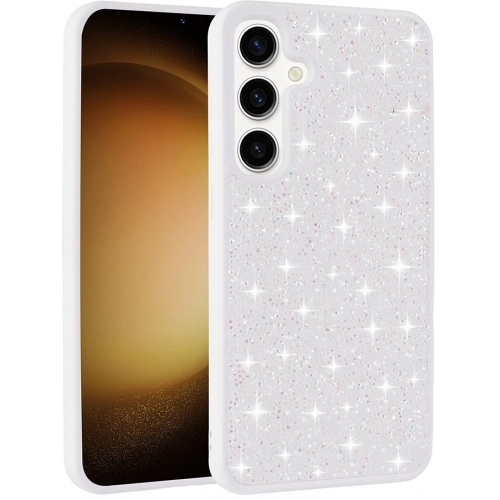 Samsung Galaxy A55 ile Uyumlu Kılıf Parlak Taşlı Tasarım Zore Pırlanta Kapak - Beyaz