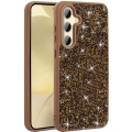 Samsung Galaxy A55 ile Uyumlu Kılıf Parlak Taşlı Tasarım Zore Pırlanta Kapak - Gold