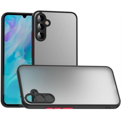 Samsung Galaxy A55 Kılıf Kamera Korumalı Arkası Şeffaf Mat Silikon Kapak - Siyah