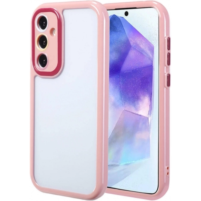 Samsung Galaxy A55 Kılıf Kamera Korumalı Renkli Kenar ve Çerçeve Tasarımlı Vitamin Kapak - Mürdüm