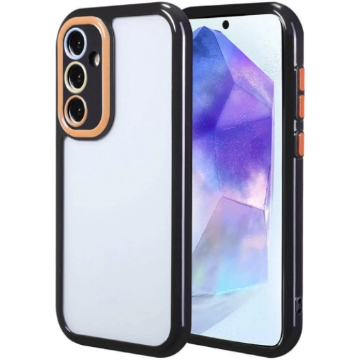 Samsung Galaxy A55 Kılıf Kamera Korumalı Renkli Kenar ve Çerçeve Tasarımlı Vitamin Kapak - Siyah