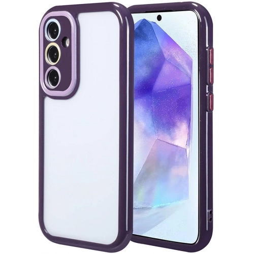 Samsung Galaxy A55 Kılıf Kamera Korumalı Renkli Kenar ve Çerçeve Tasarımlı Vitamin Kapak - Siyah