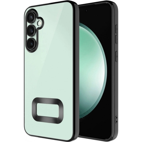 Samsung Galaxy A55 Kılıf Kamera Lens Korumalı Şeffaf Renkli Logo Gösteren Parlak Kapak - Siyah