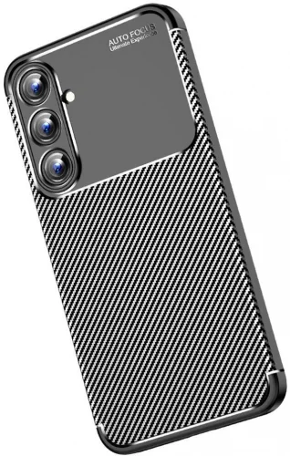 Samsung Galaxy A55 Kılıf Karbon Serisi Mat Fiber Silikon Negro Kapak - Siyah