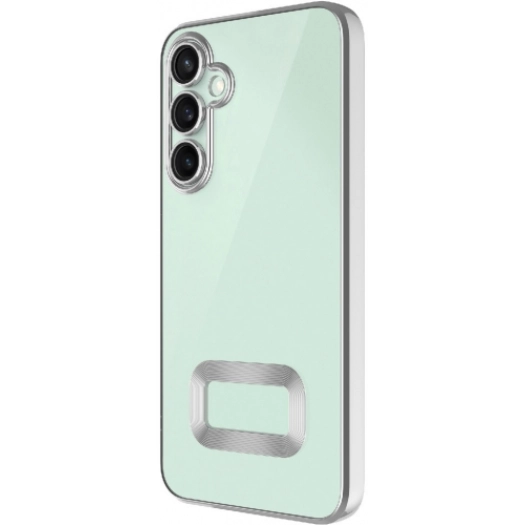 Samsung Galaxy A56 Kılıf Kamera Lens Korumalı Şeffaf Renkli Logo Gösteren Parlak Kapak - Gümüş