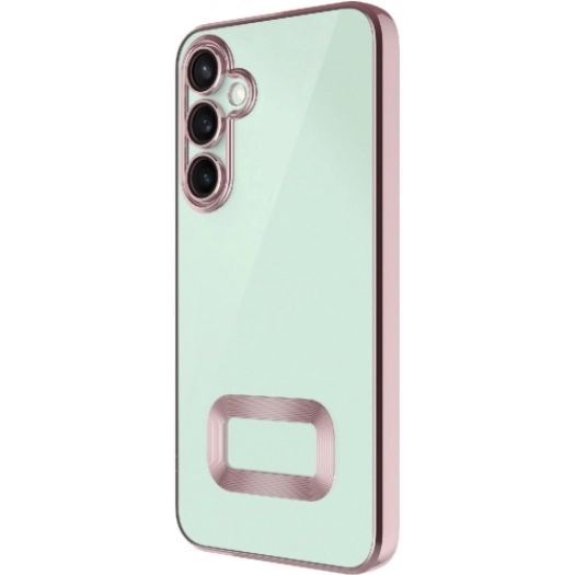 Samsung Galaxy A56 Kılıf Kamera Lens Korumalı Şeffaf Renkli Logo Gösteren Parlak Kapak - Rose Gold