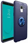 Samsung Galaxy A6 2018 Kılıf Auto Focus Serisi Soft Premium Standlı Yüzüklü Kapak - Mavi