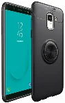Samsung Galaxy A6 2018 Kılıf Auto Focus Serisi Soft Premium Standlı Yüzüklü Kapak - Siyah