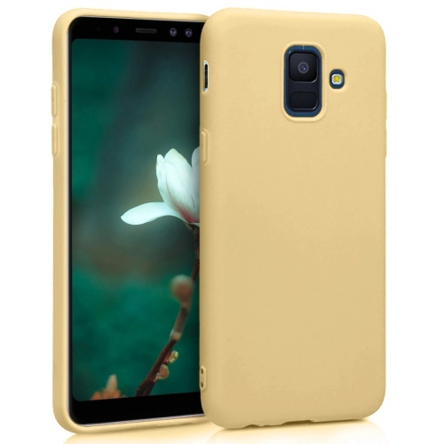 Samsung Galaxy A6 2018 Kılıf İnce Soft Mat Renkli Esnek Silikon Kapak - Gold