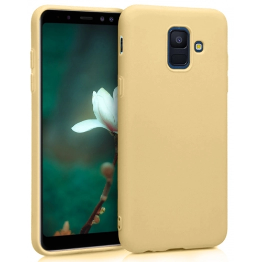 Samsung Galaxy A6 2018 Kılıf İnce Soft Mat Renkli Esnek Silikon Kapak - Gold