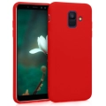 Samsung Galaxy A6 2018 Kılıf İnce Soft Mat Renkli Esnek Silikon Kapak - Kırmızı - Siyah