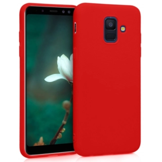 Samsung Galaxy A6 2018 Kılıf İnce Soft Mat Renkli Esnek Silikon Kapak - Kırmızı - Siyah