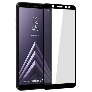 Samsung Galaxy A6 Plus 2018 Kırılmaz Cam Tam Kapatan Kenarları Kırılmaya Dayanıklı Cam Ekran Koruyucu - Siyah