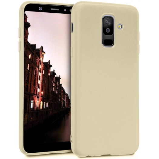 Samsung Galaxy A6 Plus 2018 Kılıf İnce Soft Mat Renkli Esnek Silikon Kapak - Gold