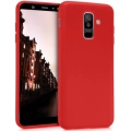 Samsung Galaxy A6 Plus 2018 Kılıf İnce Soft Mat Renkli Esnek Silikon Kapak - Kırmızı