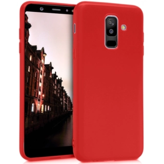 Samsung Galaxy A6 Plus 2018 Kılıf İnce Soft Mat Renkli Esnek Silikon Kapak - Kırmızı