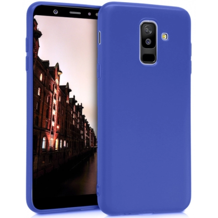 Samsung Galaxy A6 Plus 2018 Kılıf İnce Soft Mat Renkli Esnek Silikon Kapak - Lacivert