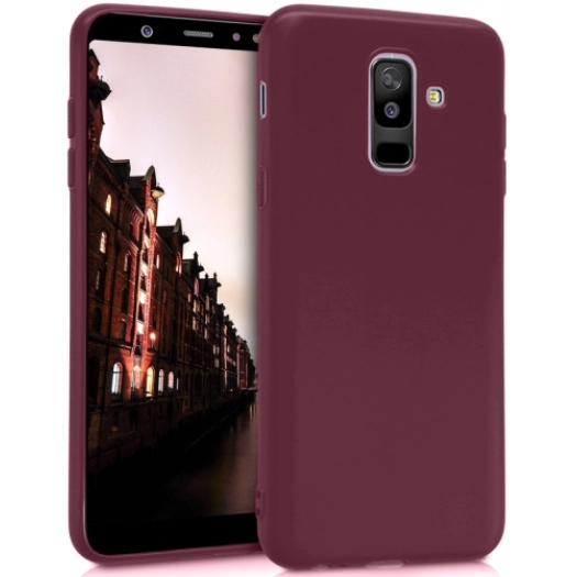 Samsung Galaxy A6 Plus 2018 Kılıf İnce Soft Mat Renkli Esnek Silikon Kapak - Mürdüm