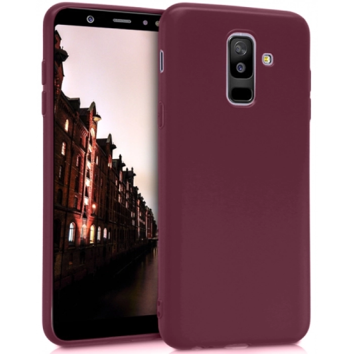 Samsung Galaxy A6 Plus 2018 Kılıf İnce Soft Mat Renkli Esnek Silikon Kapak - Mürdüm
