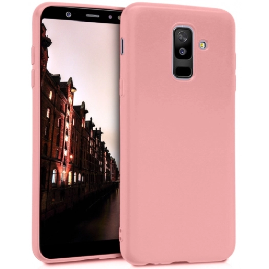 Samsung Galaxy A6 Plus 2018 Kılıf İnce Soft Mat Renkli Esnek Silikon Kapak - Rose Gold