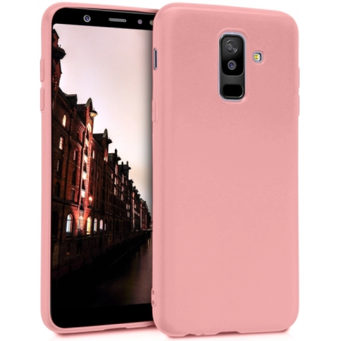 Samsung Galaxy A6 Plus 2018 Kılıf İnce Soft Mat Renkli Esnek Silikon Kapak - Rose Gold