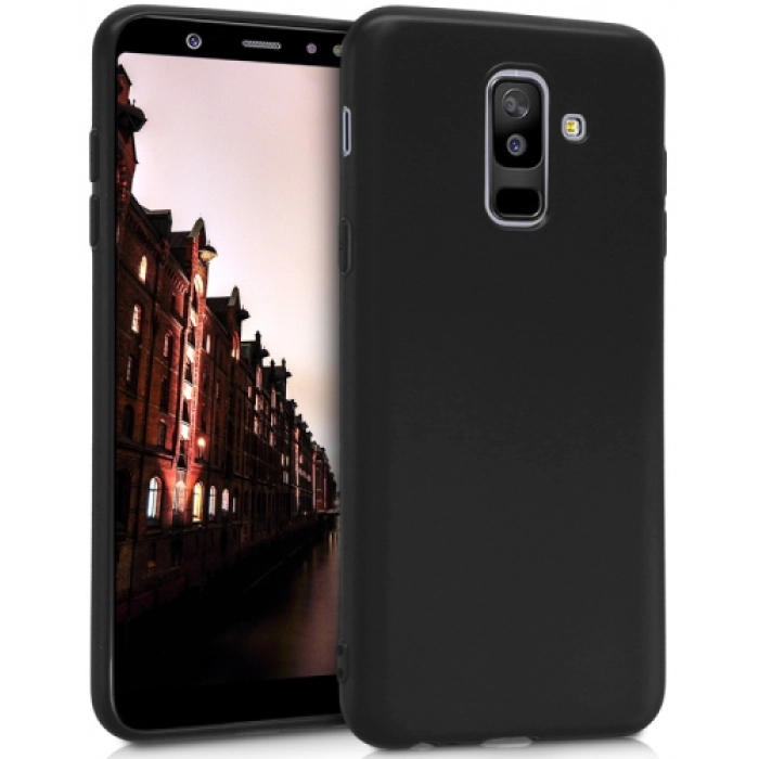 Samsung Galaxy A6 Plus 2018 Kılıf İnce Soft Mat Renkli Esnek Silikon Kapak - Siyah