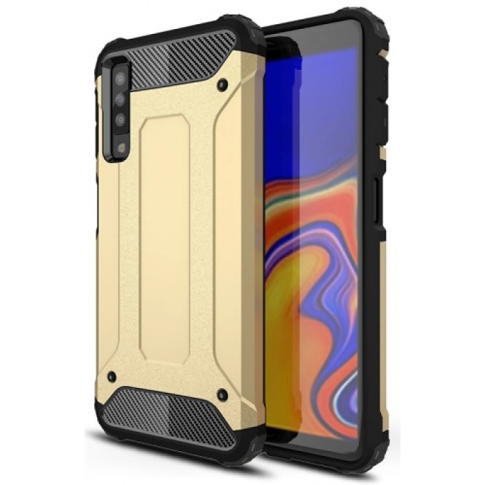 Samsung Galaxy A7 2018 Kılıf Zırhlı Tank Crash Silikon Kapak - Gold
