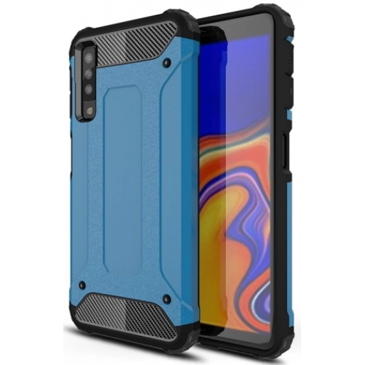 Samsung Galaxy A7 2018 Kılıf Zırhlı Tank Crash Silikon Kapak - Mavi