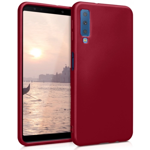 Samsung Galaxy A7 2018 Kılıf İnce Soft Mat Renkli Esnek Silikon Kapak - Mürdüm