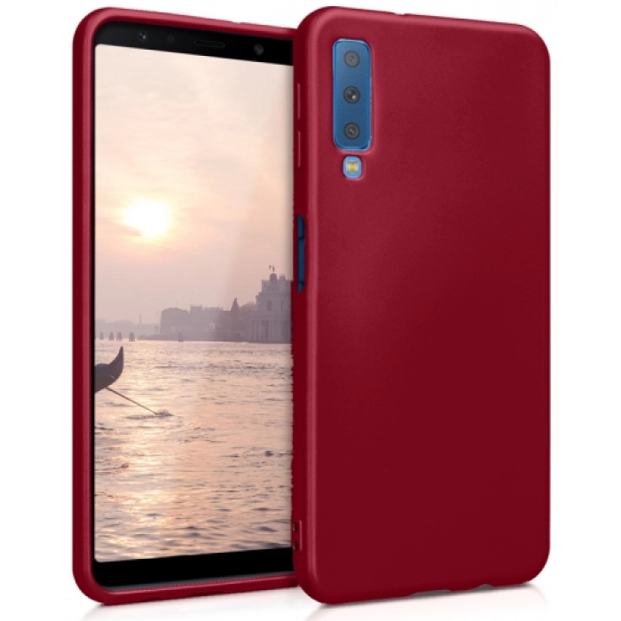 Samsung Galaxy A7 2018 Kılıf İnce Soft Mat Renkli Esnek Silikon Kapak - Mürdüm