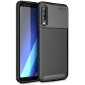 Samsung Galaxy A7 2018 Kılıf Silikon Parmak İzi Bırakmayan Karbon Soft Negro Kapak - Siyah