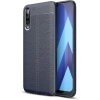 Samsung Galaxy A70 Kılıf Deri Görünümlü Lüks Parmak İzi Bırakmaz Niss Silikon Kapak - Lacivert