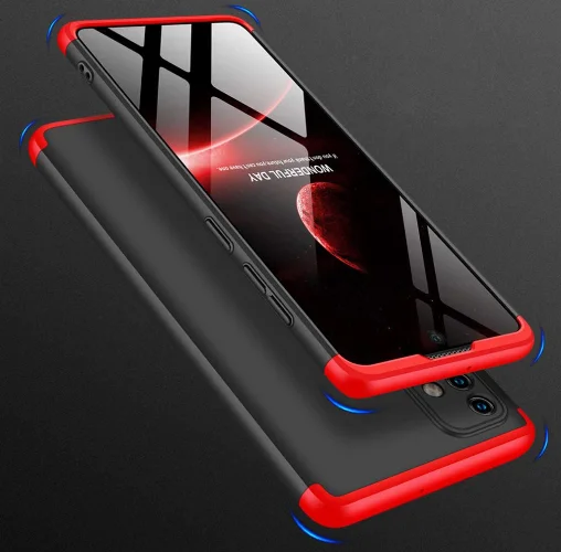Samsung Galaxy A71 Kılıf 3 Parçalı 360 Tam Korumalı Rubber AYS Kapak  - Kırmızı