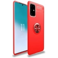 Samsung Galaxy A71 Kılıf Renkli Silikon Yüzüklü Standlı Auto Focus Ravel Kapak - Kırmızı