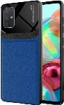 Samsung Galaxy A71 Kılıf Deri Görünümlü Emiks Kapak - Mavi