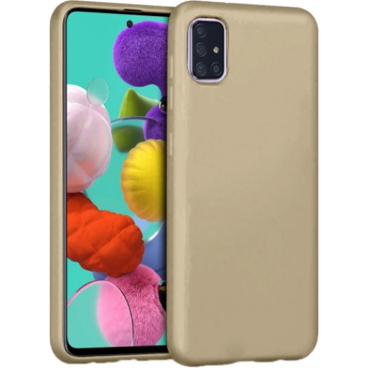 Samsung Galaxy A71 Kılıf İnce Soft Mat Renkli Esnek Silikon Kapak - Gold