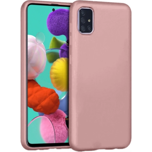 Samsung Galaxy A71 Kılıf İnce Soft Mat Renkli Esnek Silikon Kapak - Rose Gold