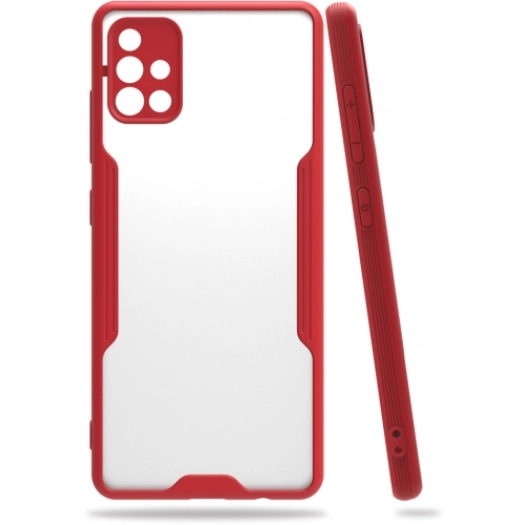 Samsung Galaxy A71 Kılıf Renkli Silikon Kamera Lens Korumalı Şeffaf Parfe Kapak - Kırmızı