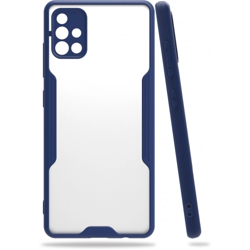 Samsung Galaxy A71 Kılıf Renkli Silikon Kamera Lens Korumalı Şeffaf Parfe Kapak - Lacivert