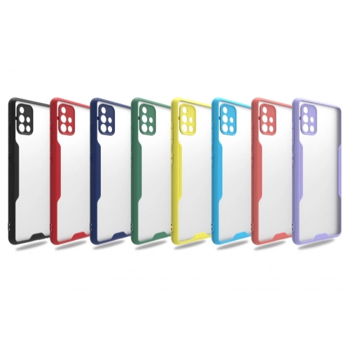 Samsung Galaxy A71 Kılıf Renkli Silikon Kamera Lens Korumalı Şeffaf Parfe Kapak - Lila