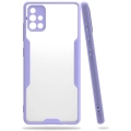Samsung Galaxy A71 Kılıf Renkli Silikon Kamera Lens Korumalı Şeffaf Parfe Kapak - Lila