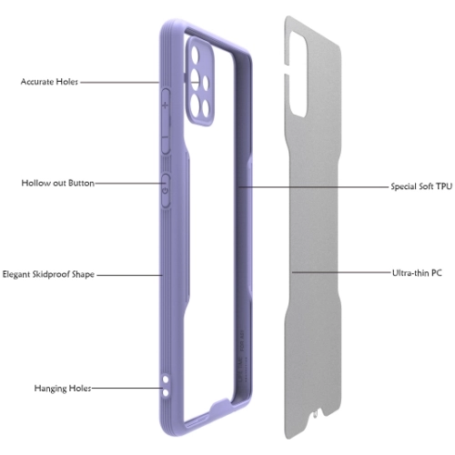 Samsung Galaxy A71 Kılıf Renkli Silikon Kamera Lens Korumalı Şeffaf Parfe Kapak - Mavi