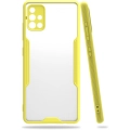 Samsung Galaxy A71 Kılıf Renkli Silikon Kamera Lens Korumalı Şeffaf Parfe Kapak - Sarı