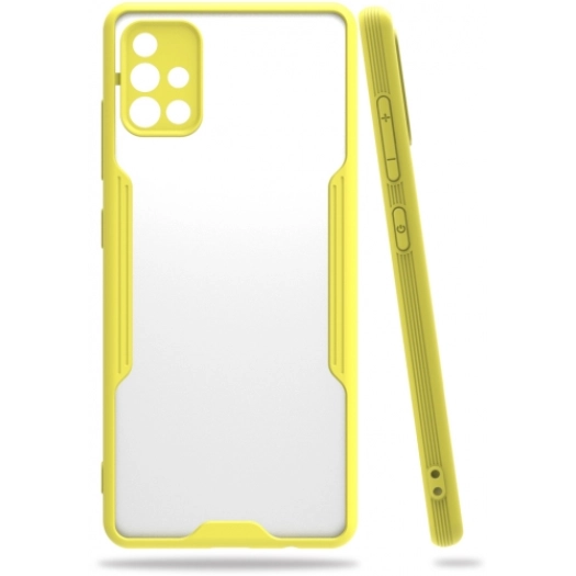 Samsung Galaxy A71 Kılıf Renkli Silikon Kamera Lens Korumalı Şeffaf Parfe Kapak - Sarı